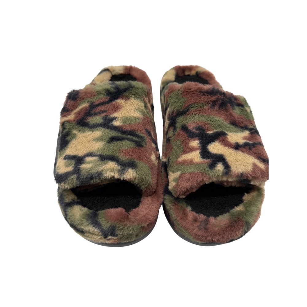 Crocs Classic Fur Sure Slide Women 10 Camo Excellent Faux Fur Fuzzy Sandals - Picture 2 of 6